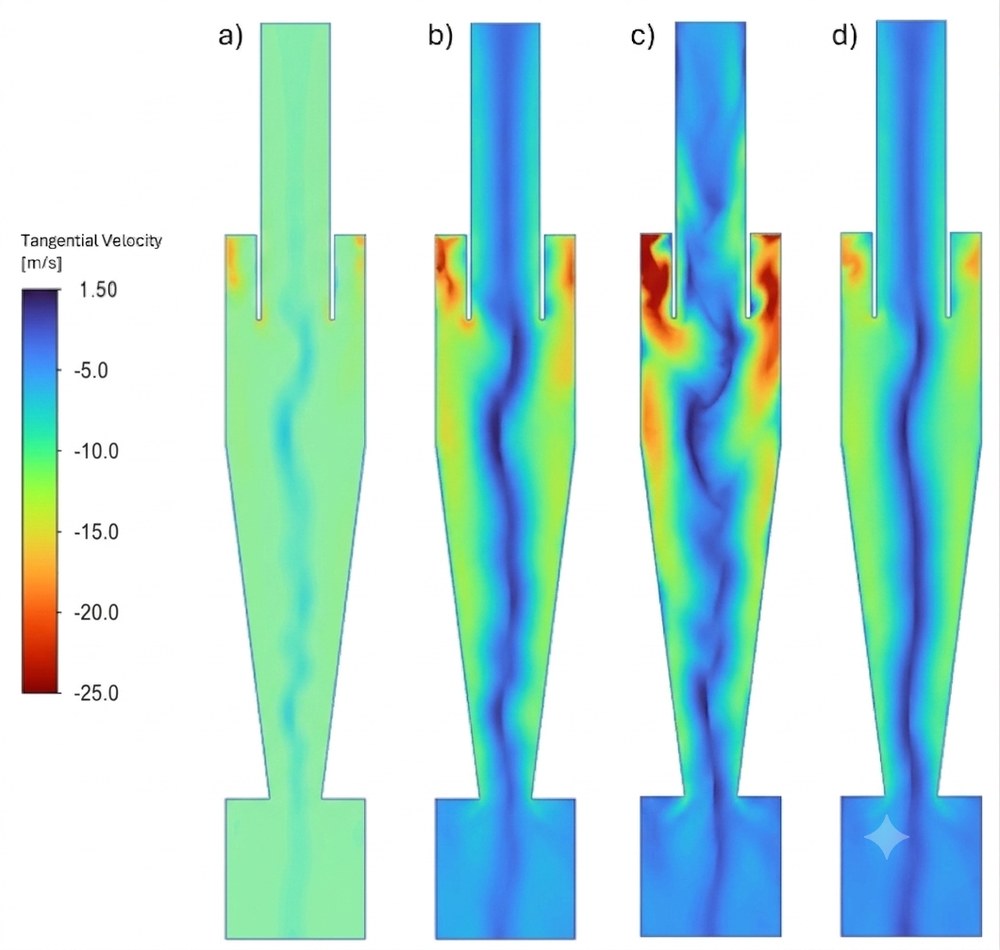 Cyclone separator multiphase flow CFD simulation