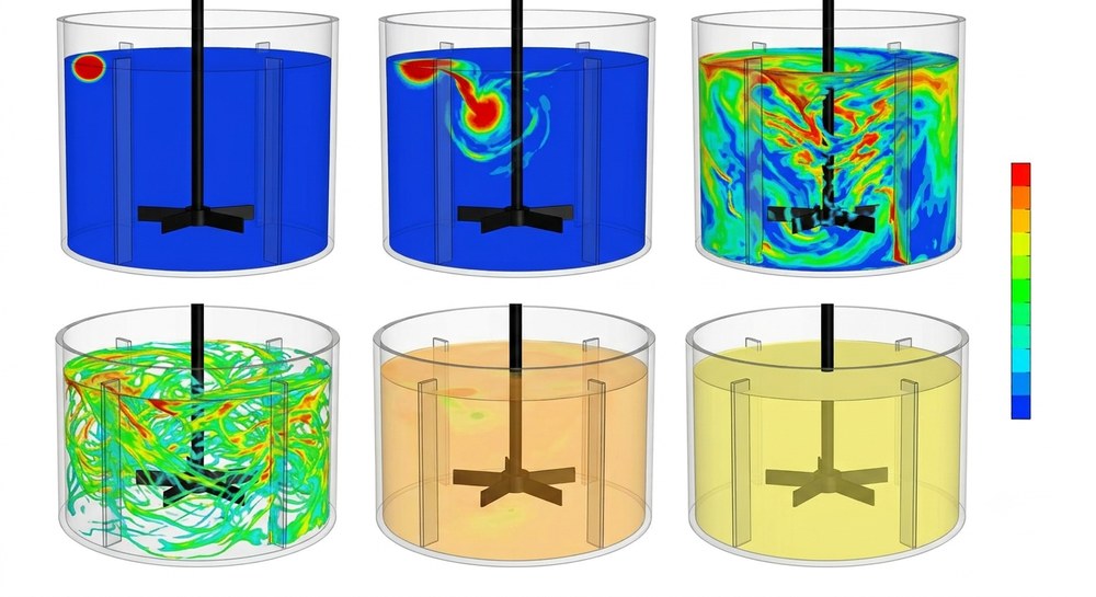 Stirred tank mixing CFD simulation